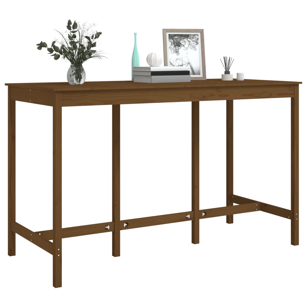 Solid Pine Bar Table, Honey Brown, 180x80x110 cm