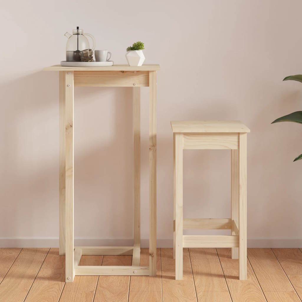 Solid Pine Bar Table 60x60x110 cm - Rustic Wood Finish