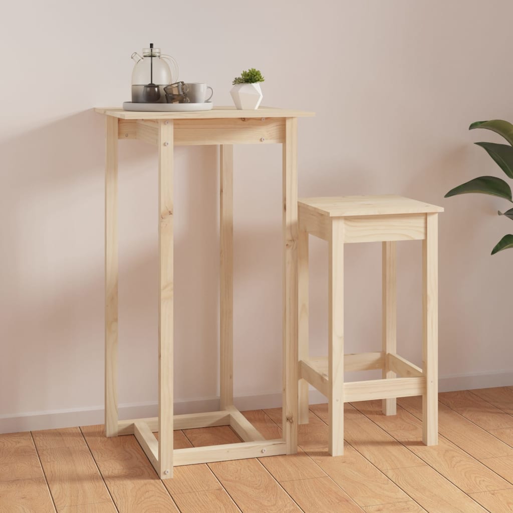 Solid Pine Bar Table 60x60x110 cm - Rustic Wood Finish