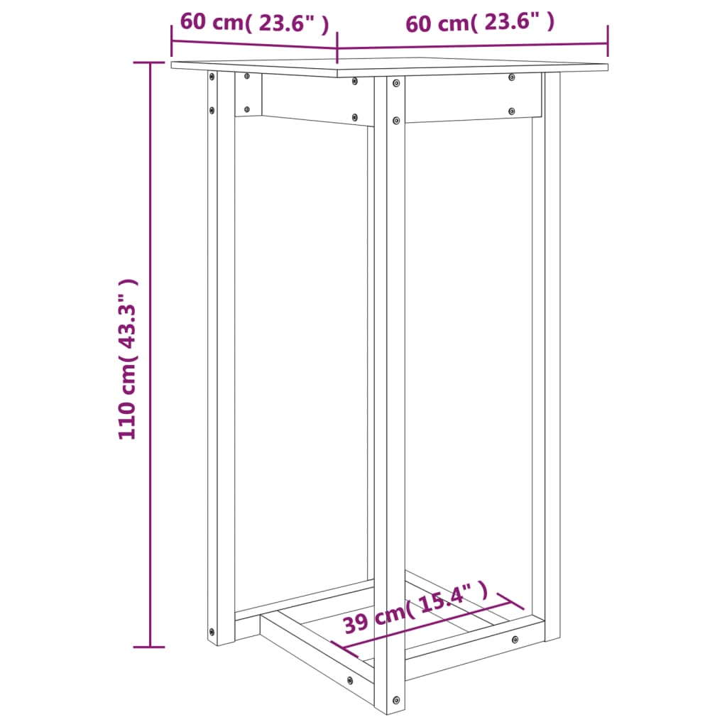 Solid Pine White Bar Table 60x60x110 cm - Elegant & Durable