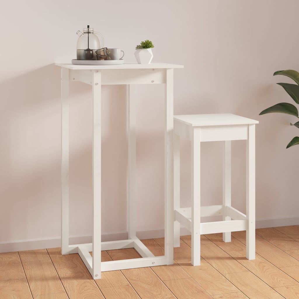 Solid Pine White Bar Table 60x60x110 cm - Elegant & Durable