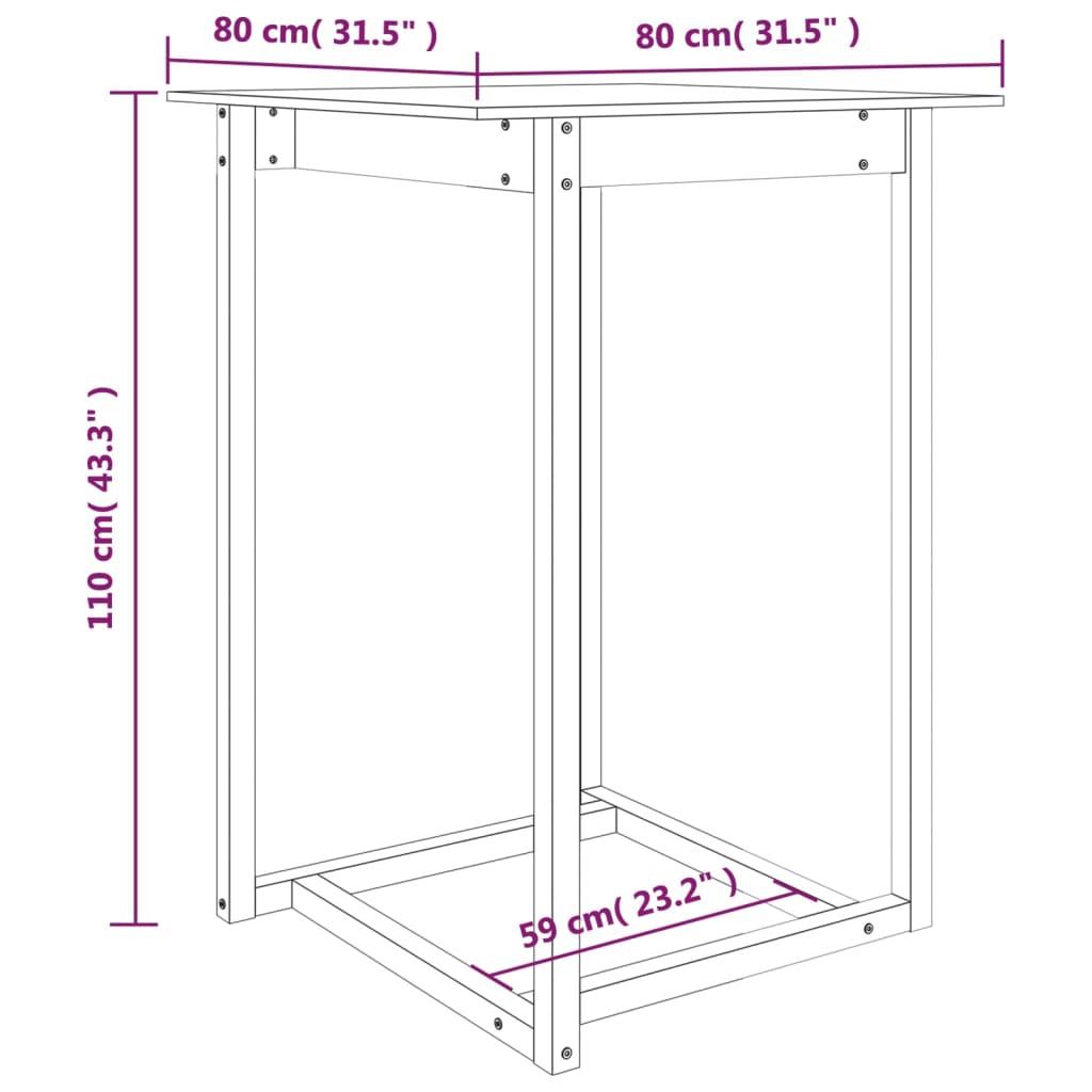 Solid Pine Bar Table, 80x80x110 cm - Stylish & Durable Design