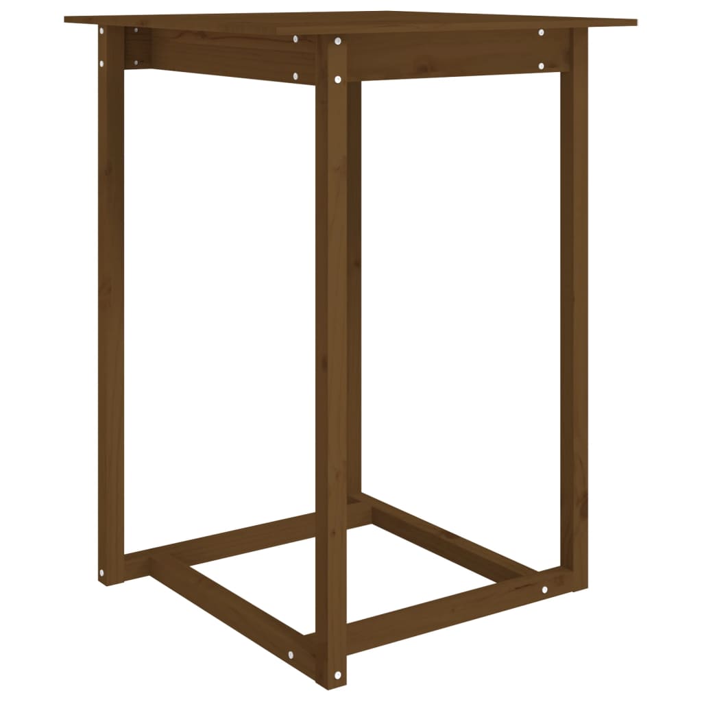 Solid Wood Pine Bar Table, Honey Brown 80x80x110 cm