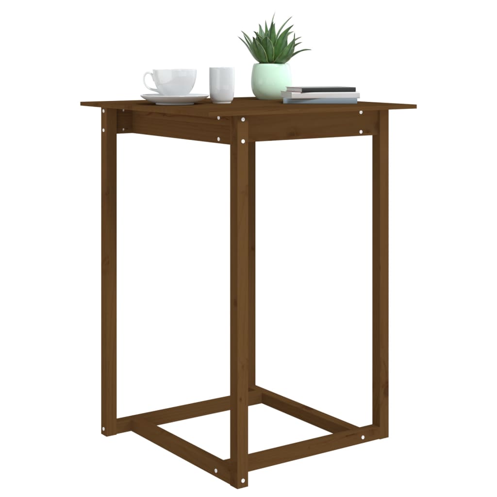 Solid Wood Pine Bar Table, Honey Brown 80x80x110 cm