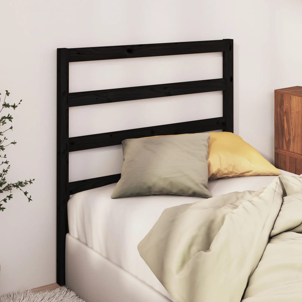 Solid Pine Black Headboard 95x4x100 cm - Modern Bedroom Decor