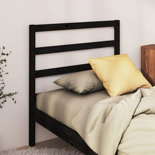Solid Pine Black Headboard 95x4x100 cm - Modern Bedroom Decor