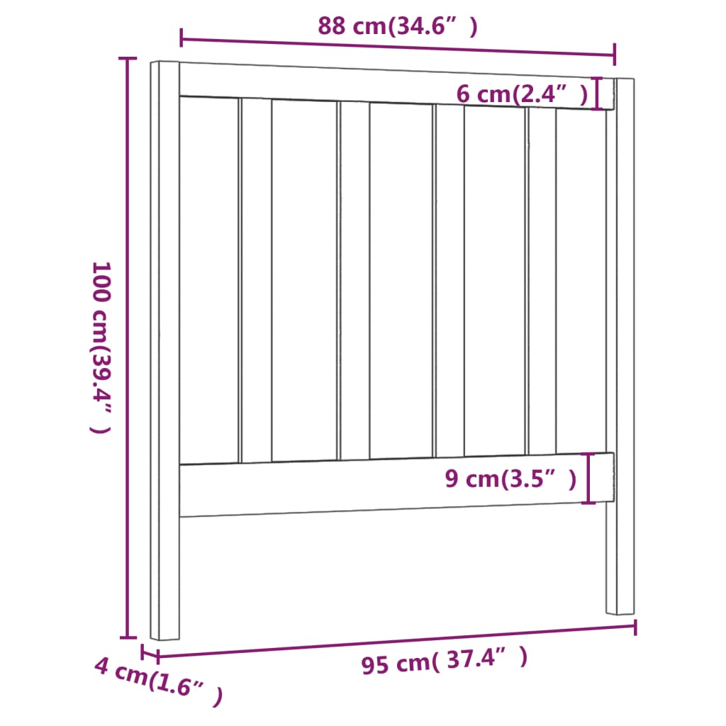 Solid Pine Wood Grey Headboard 95x4x100 cm - Stylish & Durable