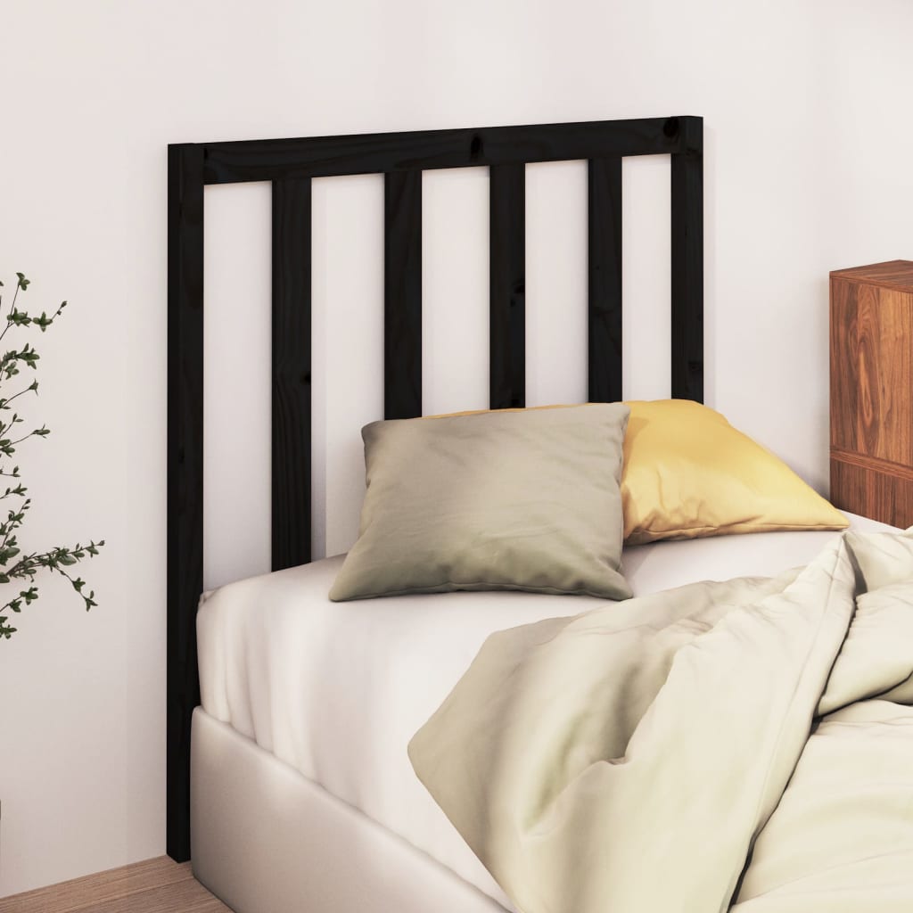 Solid Pine Wood Black Headboard 95x4x100 cm – Stylish & Durable