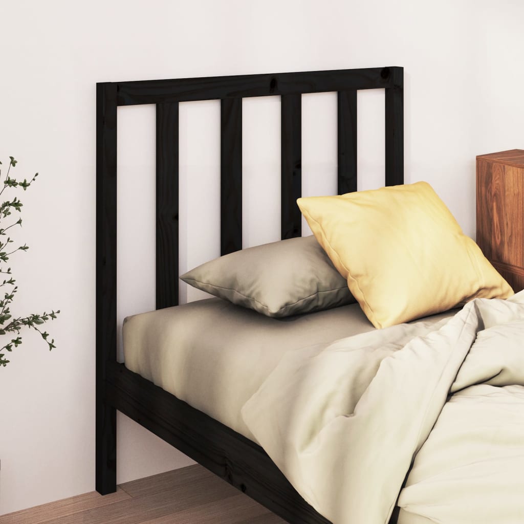 Solid Pine Wood Black Headboard 95x4x100 cm – Stylish & Durable