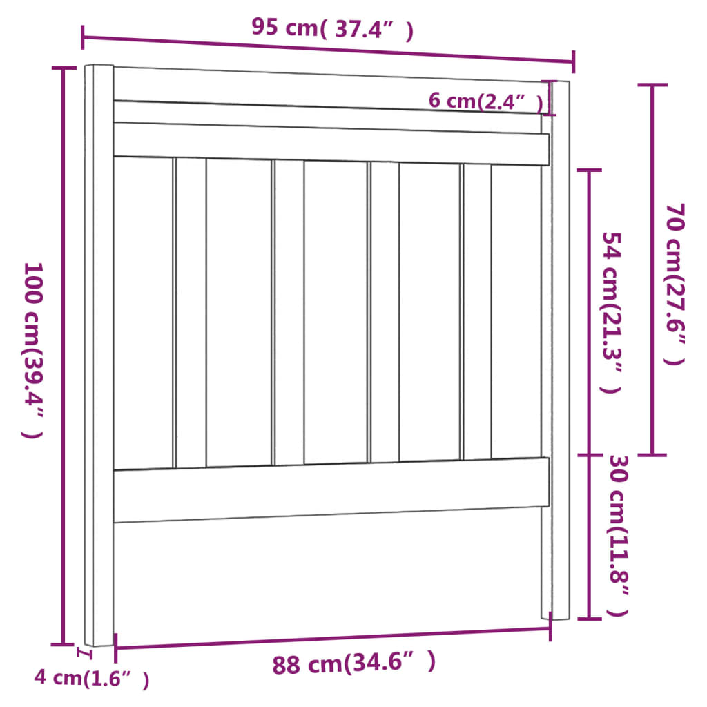 Solid Pine Wood Headboard 95x4x100 cm - Elegant & Durable Design
