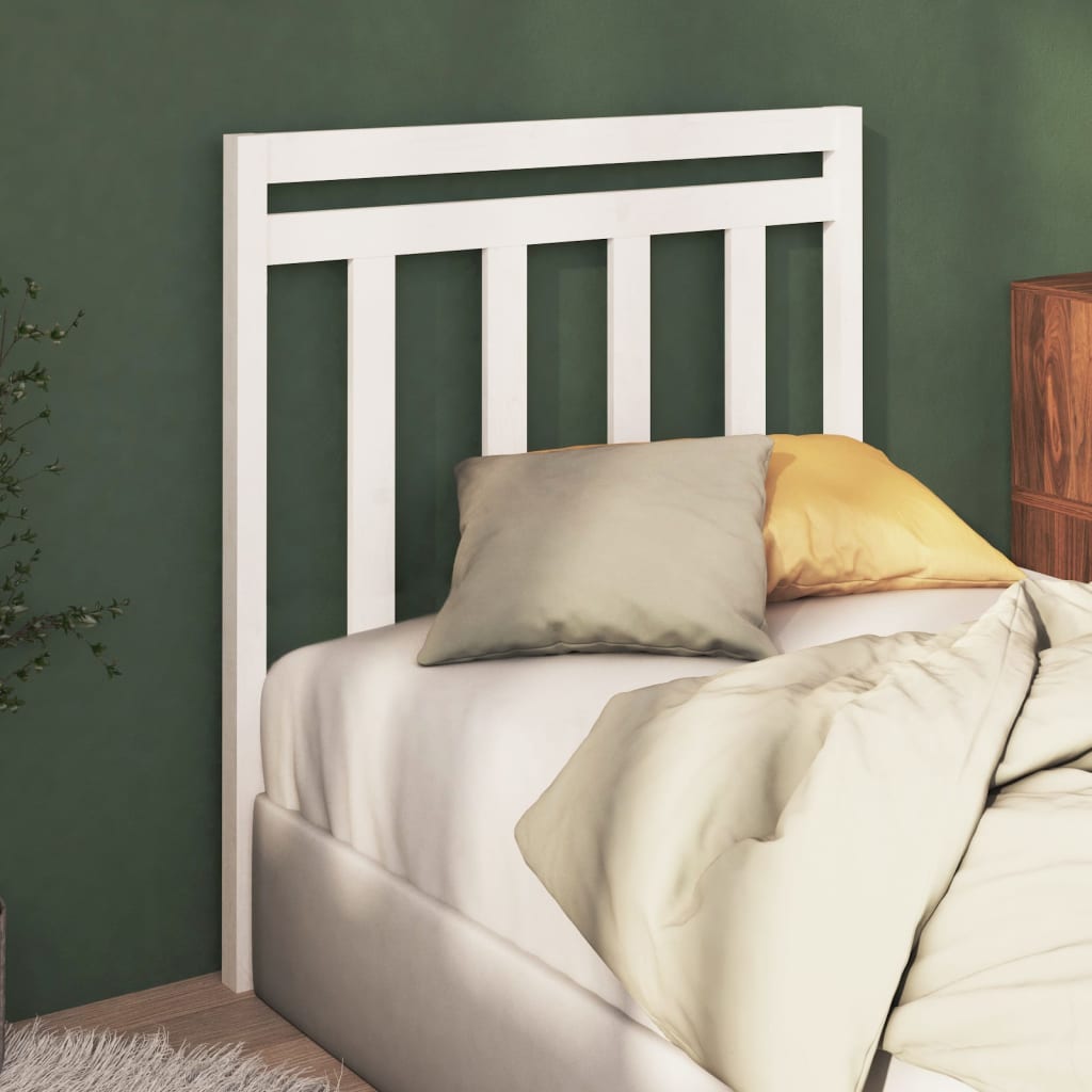 Solid Pine Wood White Bed Headboard 95x4x100 cm