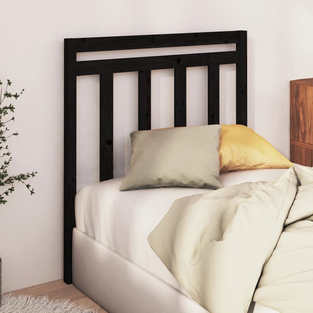 Black Solid Pine Wood Headboard 95x4x100 cm - Stylish & Durable
