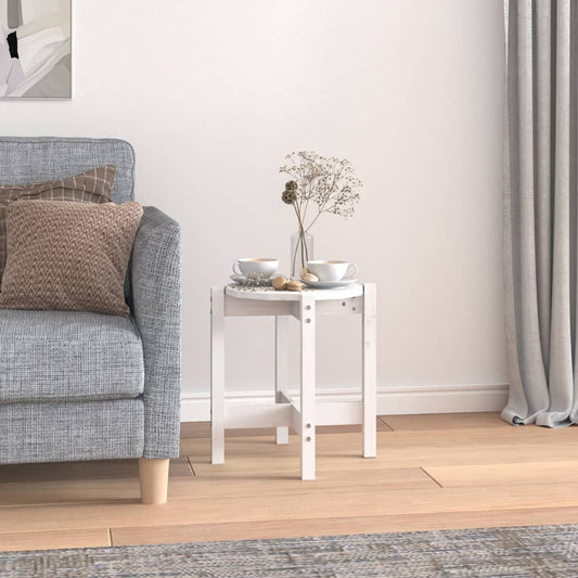 Coffee Table White Ø 42.5x45 cm Solid Wood Pine