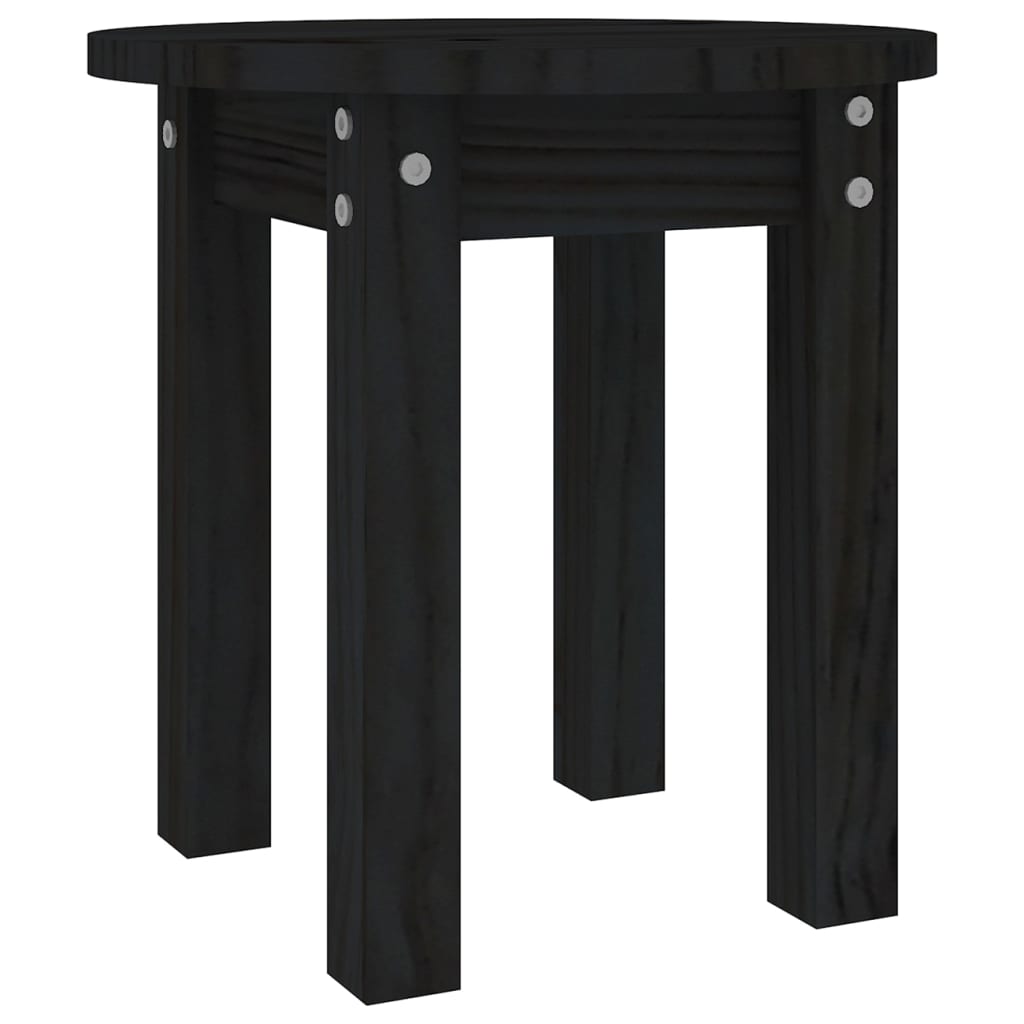Coffee Table Black Ø 35x35 cm Solid Wood Pine
