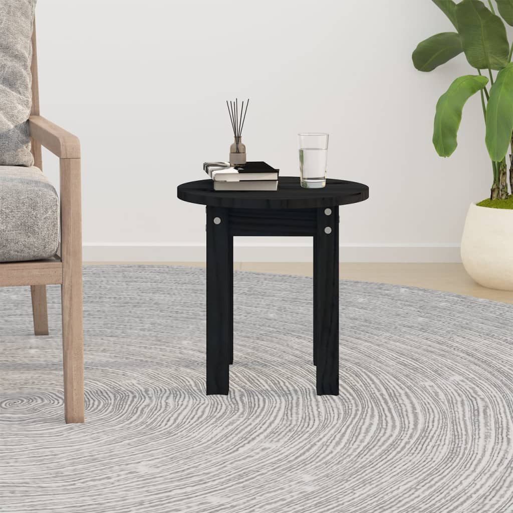 Coffee Table Black Ø 35x35 cm Solid Wood Pine