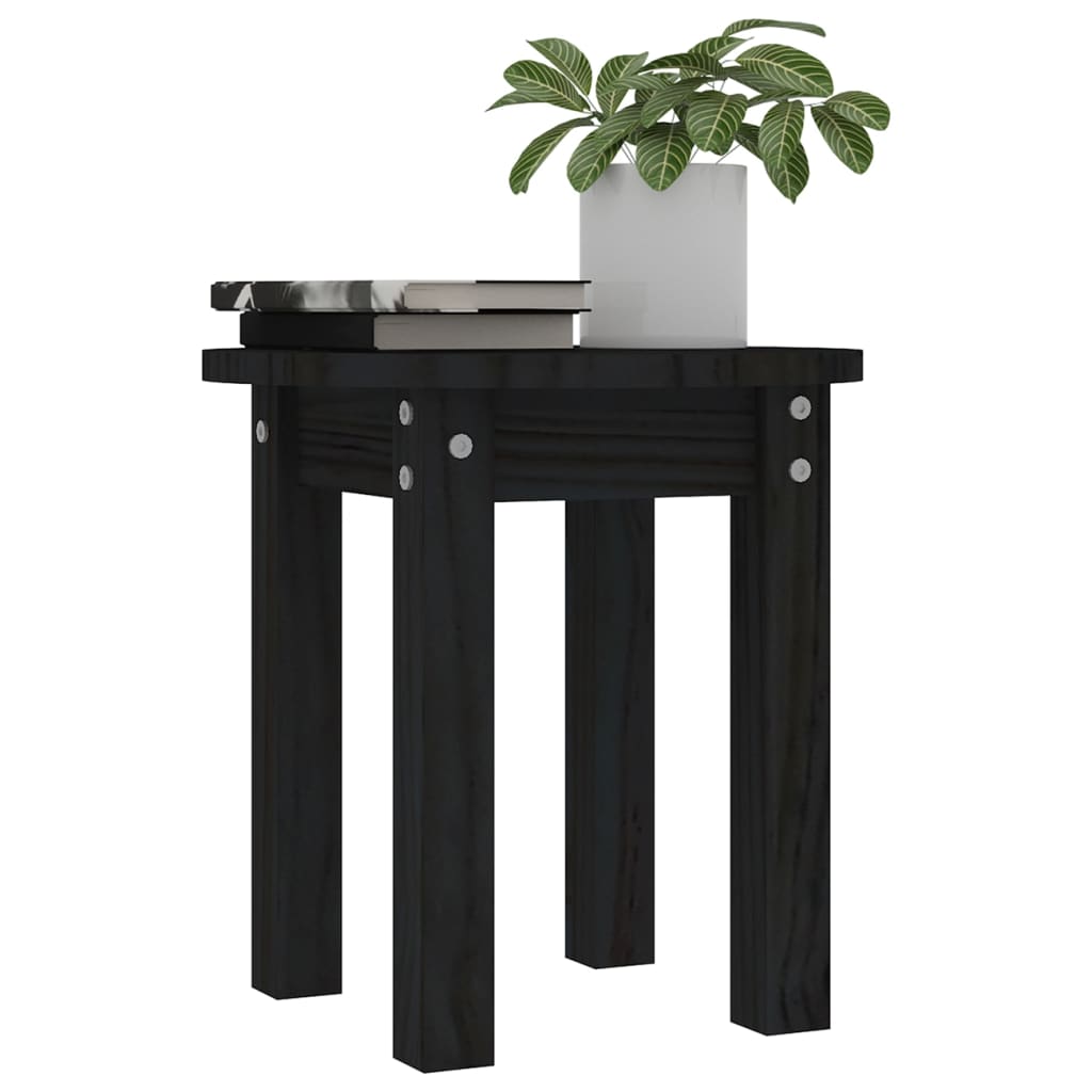 Coffee Table Black Ø 35x35 cm Solid Wood Pine