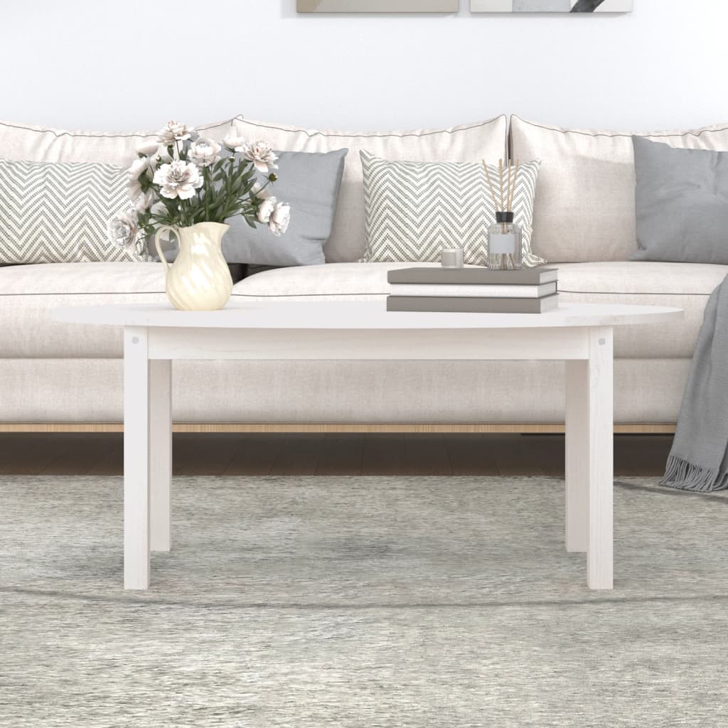 Coffee Table White 110x55x45 cm Solid Wood Pine
