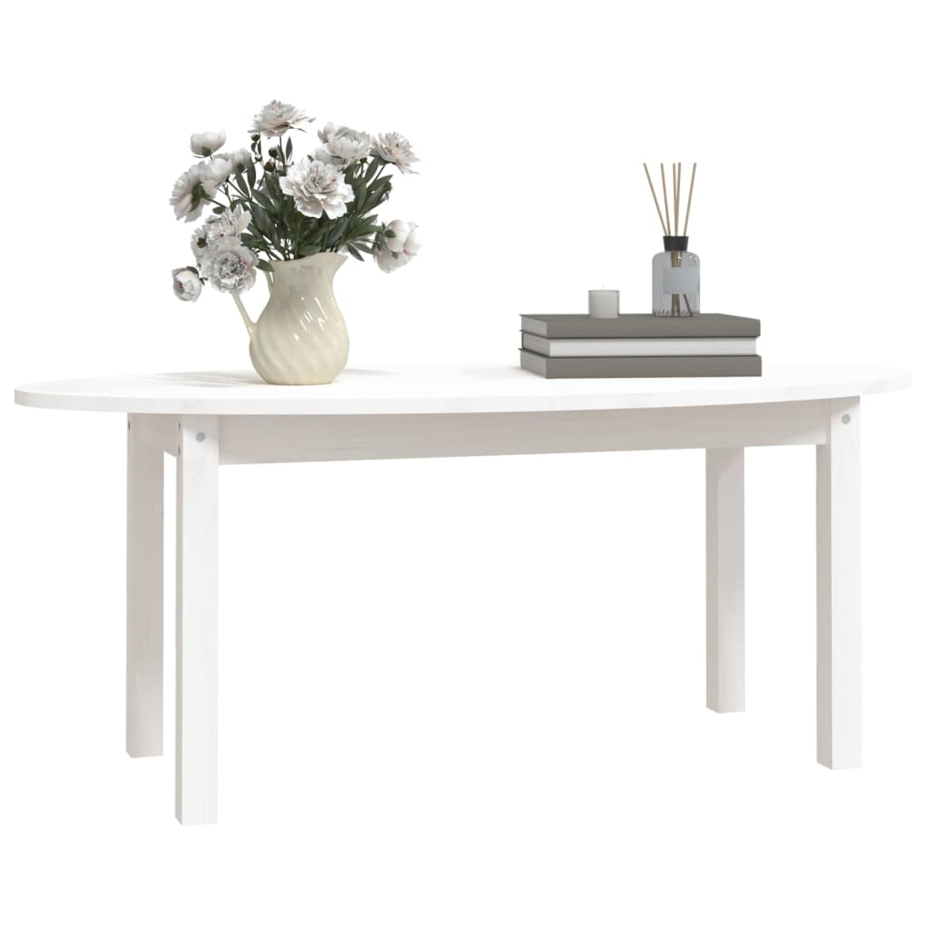 Coffee Table White 110x55x45 cm Solid Wood Pine