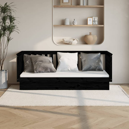 Black Pine Solid Wood Day Bed Frame 75x190 cm - No Mattress