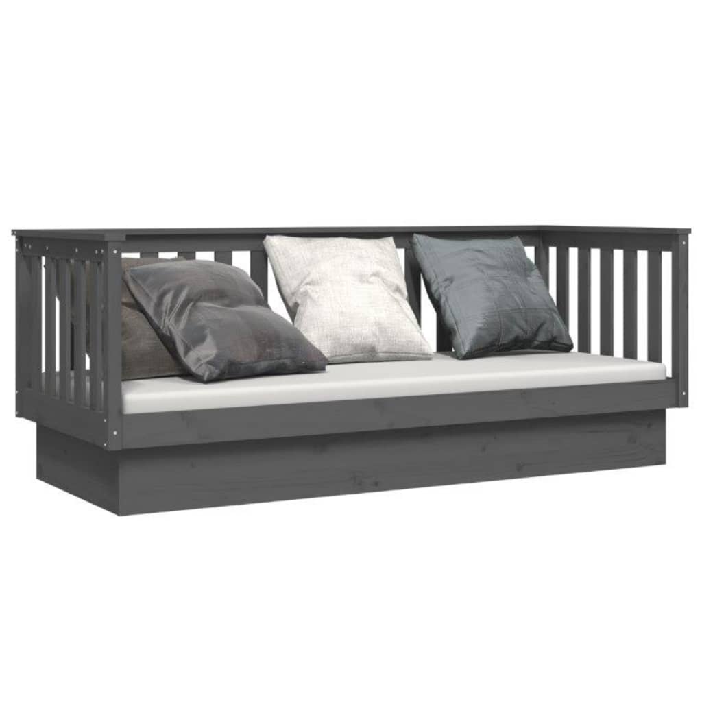 Solid Pine Grey Day Bed Frame 90x190 cm - No Mattress Included