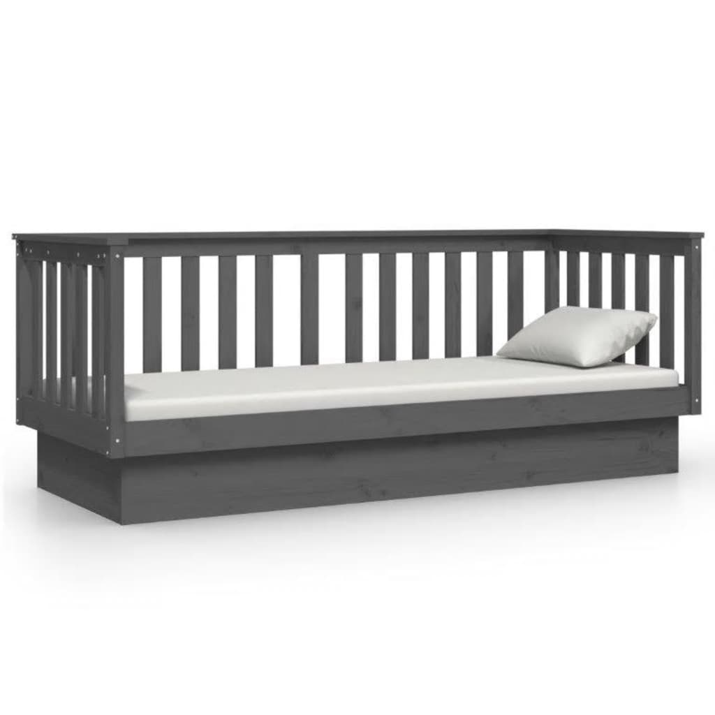 Solid Pine Grey Day Bed Frame 90x190 cm - No Mattress Included