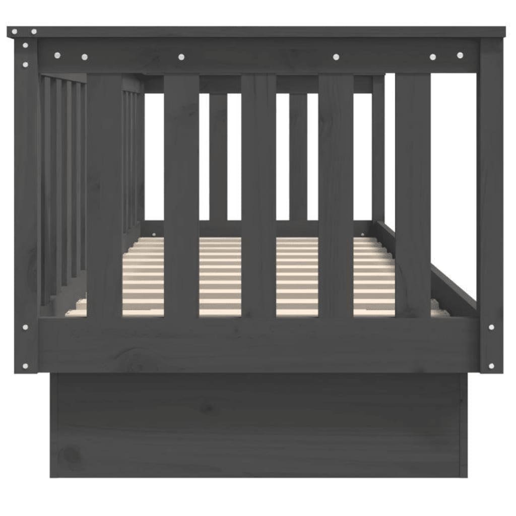 Solid Pine Grey Day Bed Frame 90x190 cm - No Mattress Included