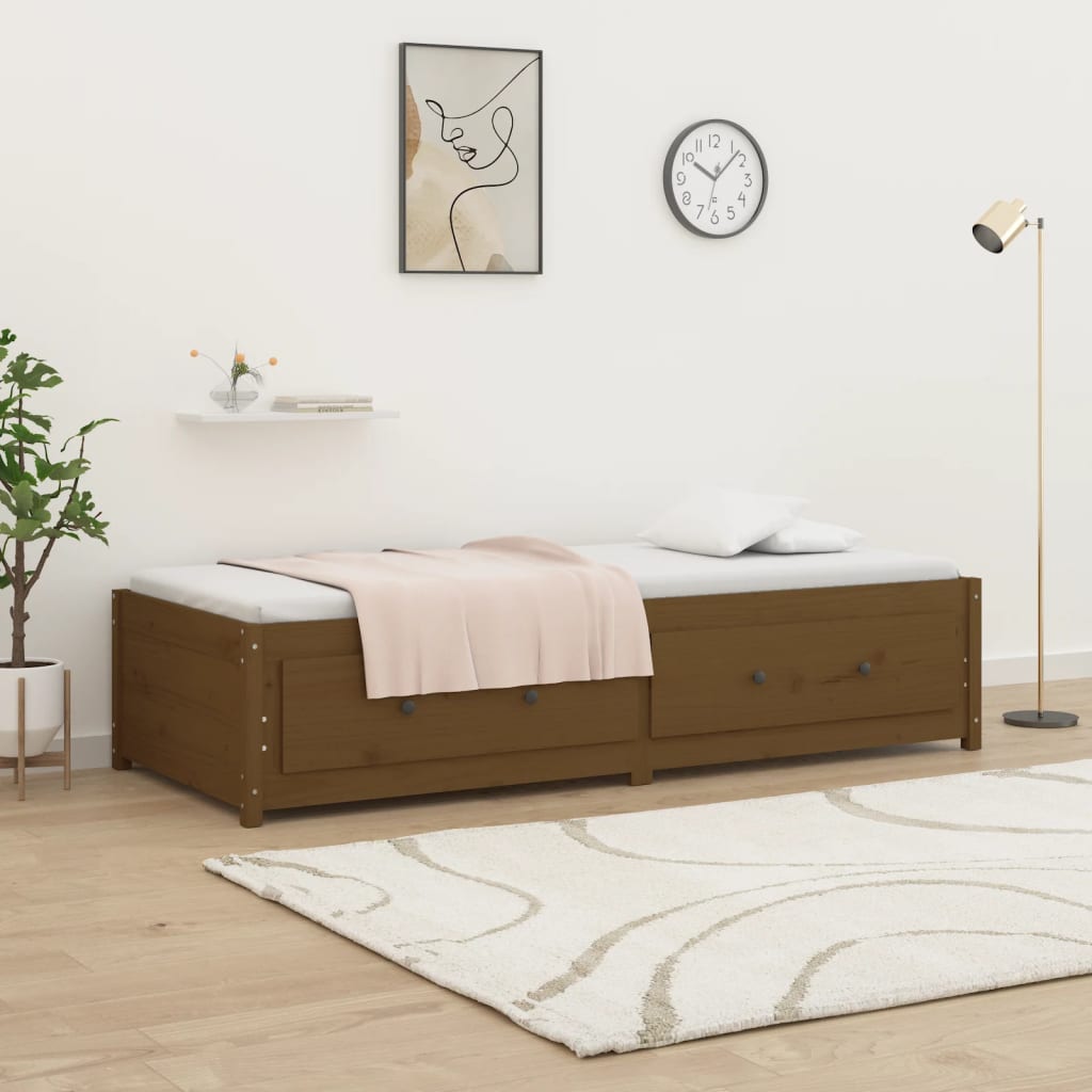 Solid Wood Pine Day Bed, Honey Brown, 80x200 cm - No Mattress