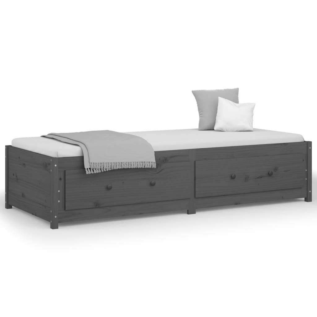 Solid Pine Grey Day Bed 90x200 cm - No Mattress Included