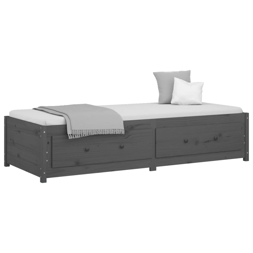Solid Pine Grey Day Bed 90x200 cm - No Mattress Included