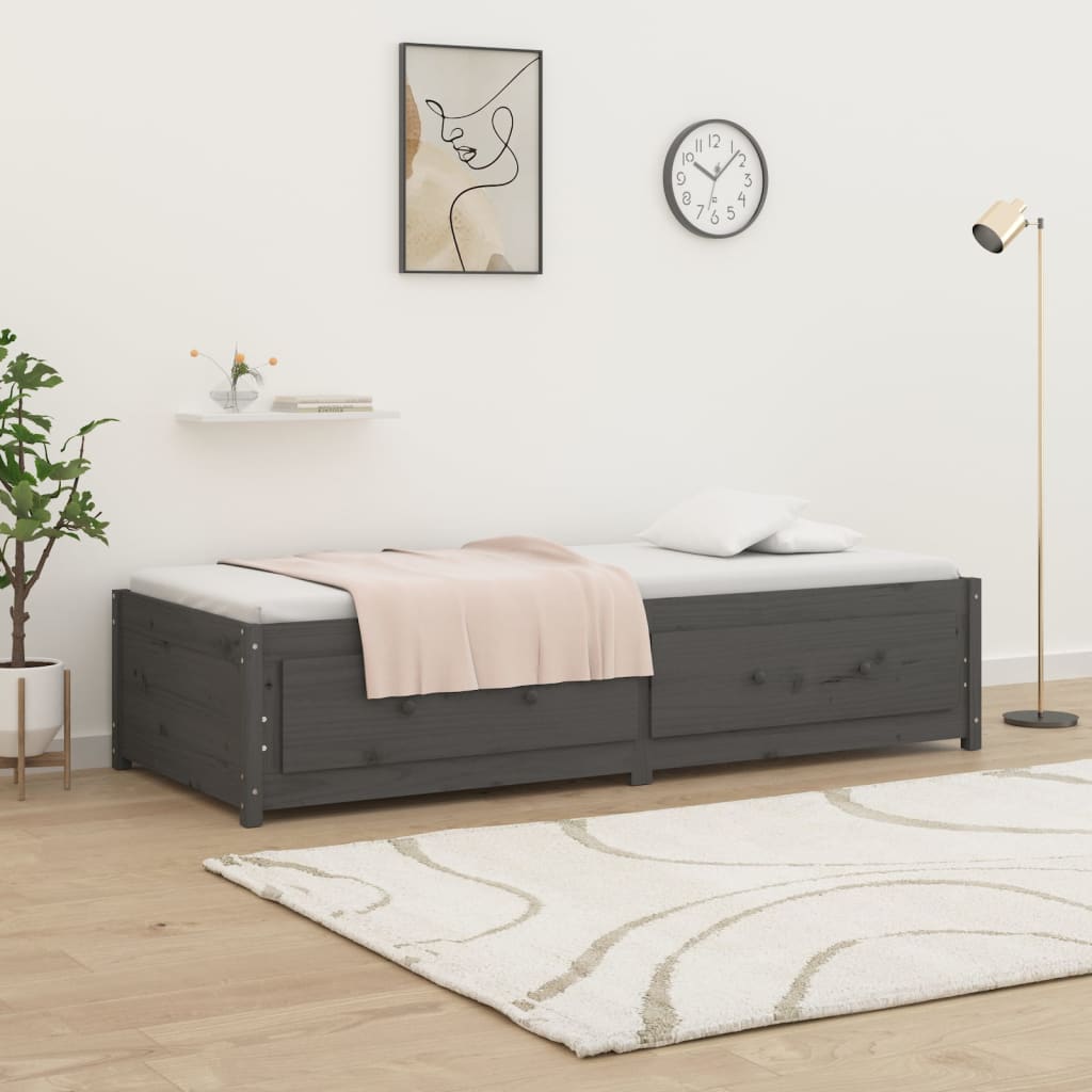 Solid Pine Grey Day Bed 90x200 cm - No Mattress Included