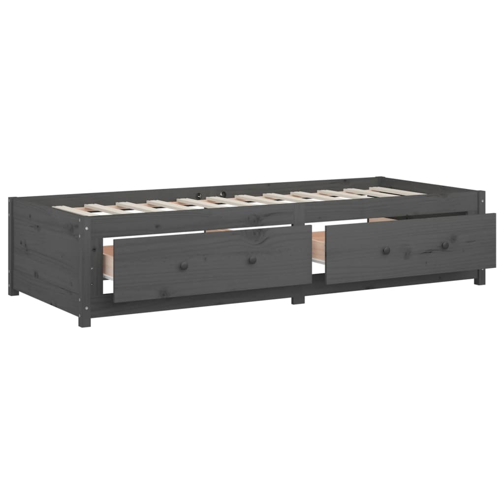 Solid Pine Grey Day Bed 90x200 cm - No Mattress Included