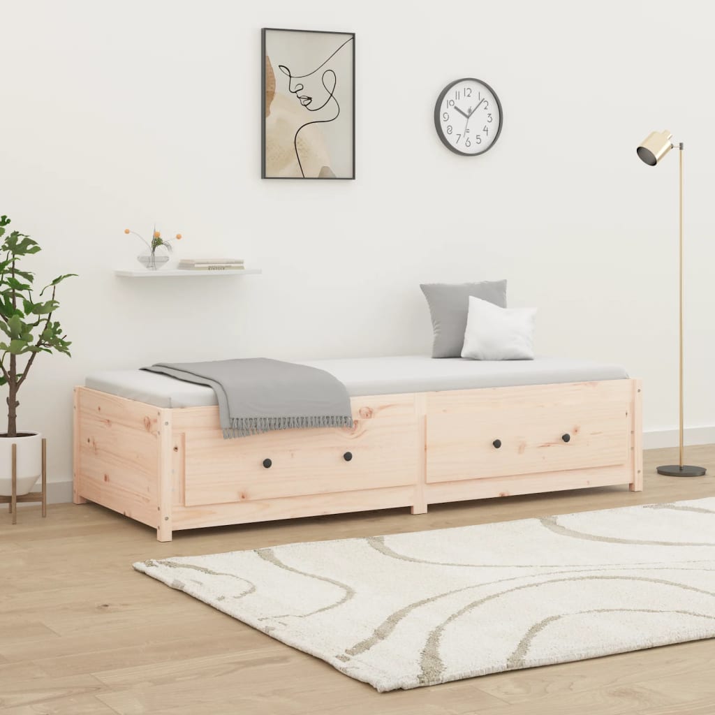 Solid Pine Day Bed Frame 75x190 cm - Small Single, No Mattress