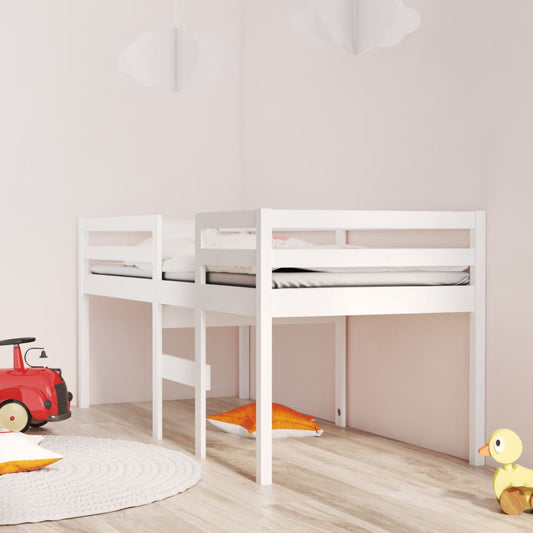 Solid Wood White High Sleeper Bed Frame 90x200 cm, No Mattress