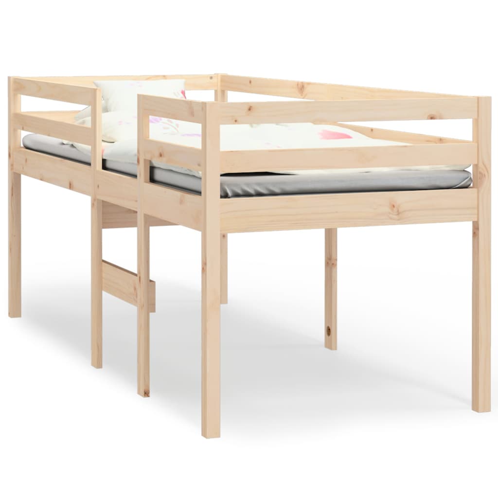 Solid Pine High Sleeper Bed Frame 80x200 cm - Mattress Not Included