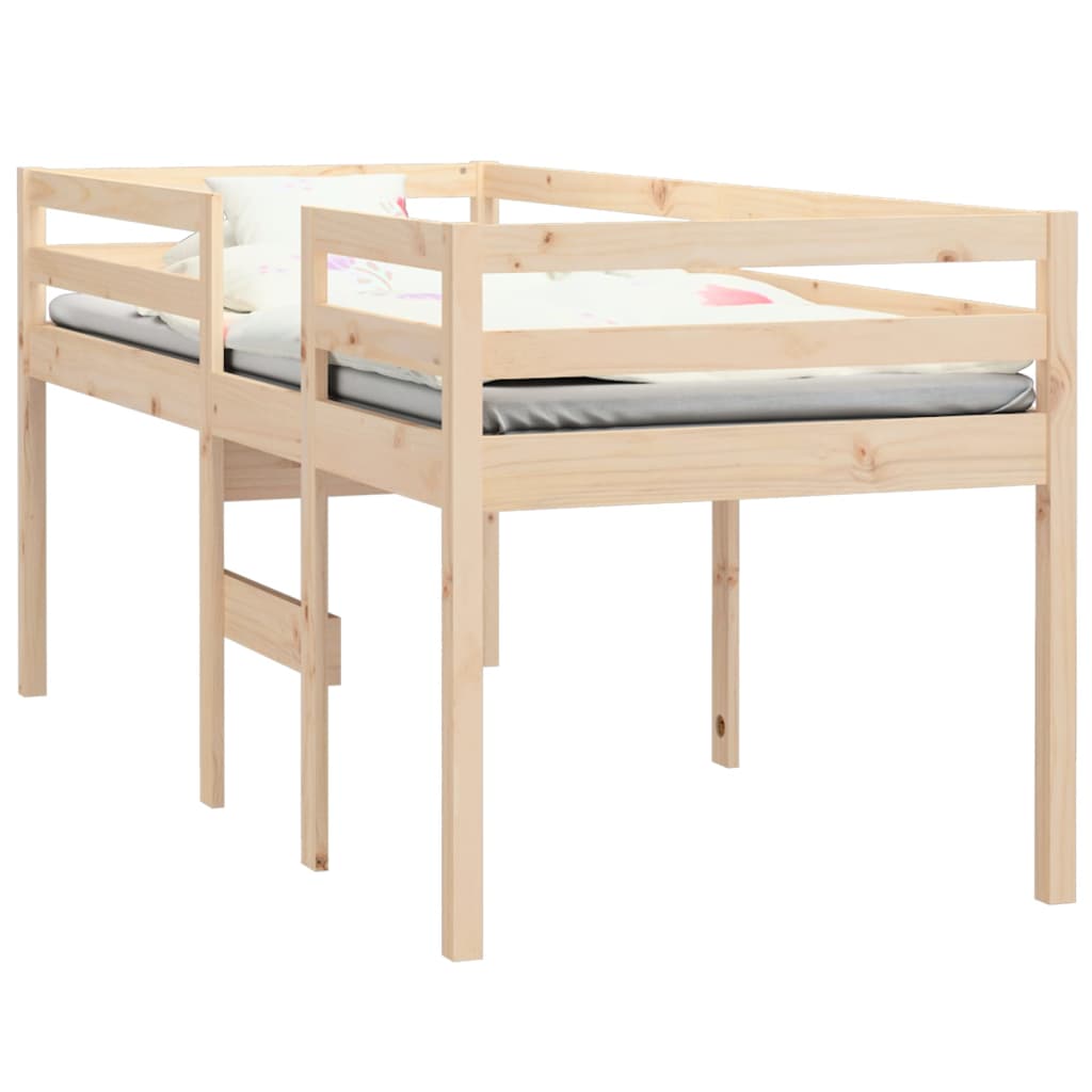 Solid Pine High Sleeper Bed Frame 80x200 cm - Mattress Not Included