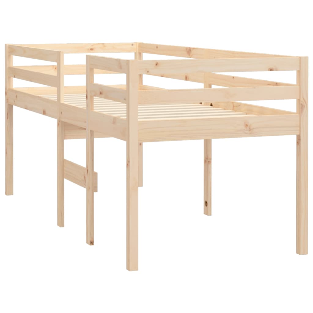 Solid Pine High Sleeper Bed Frame 80x200 cm - Mattress Not Included