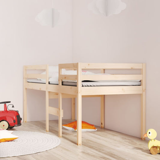 Solid Pine High Sleeper Bed Frame 80x200 cm - Mattress Not Included