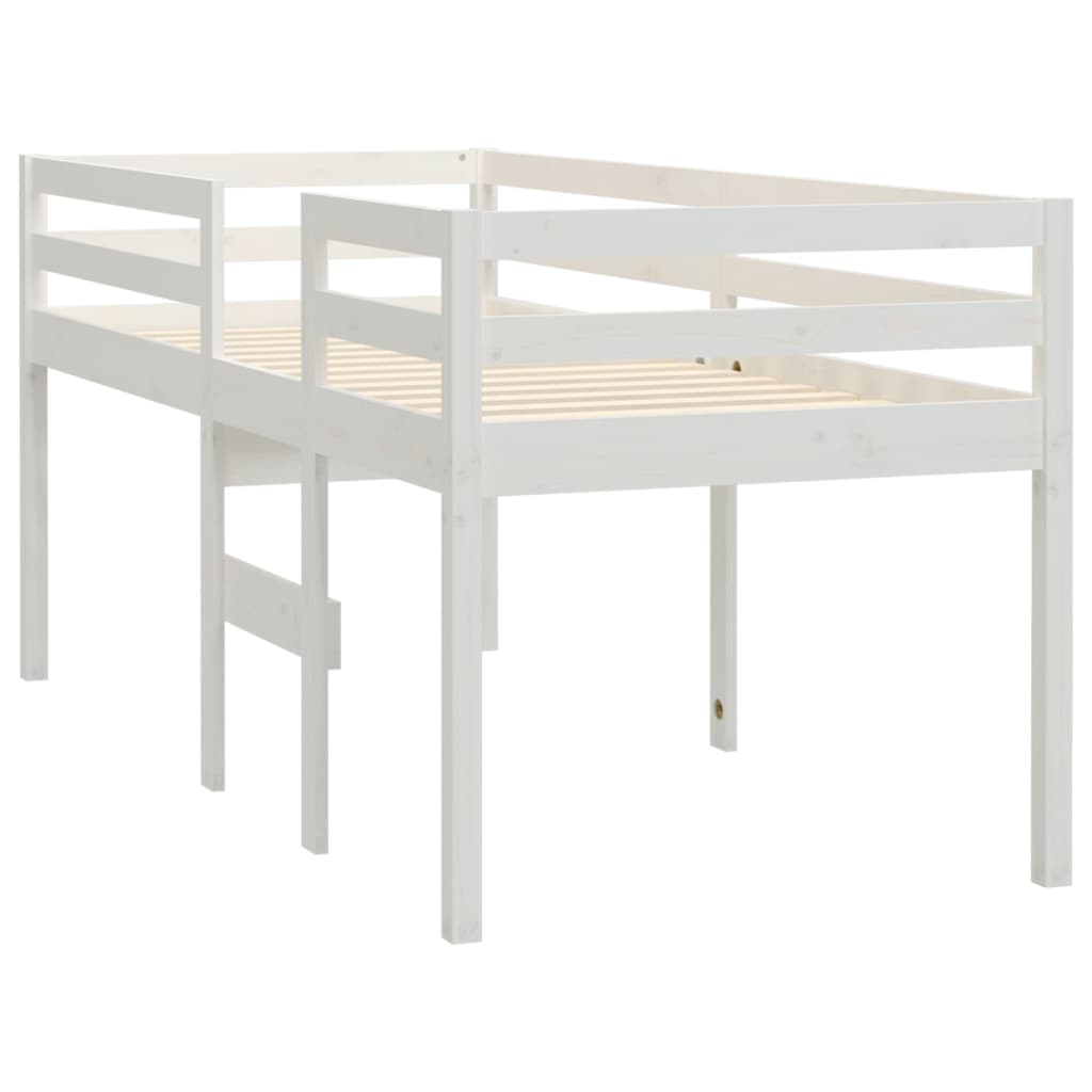 White Solid Pine High Sleeper Bed 80x200 cm - No Mattress Included