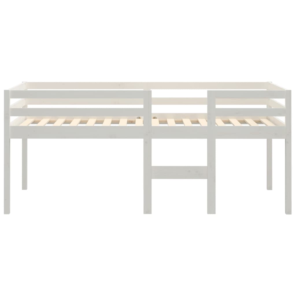 White Solid Pine High Sleeper Bed 80x200 cm - No Mattress Included