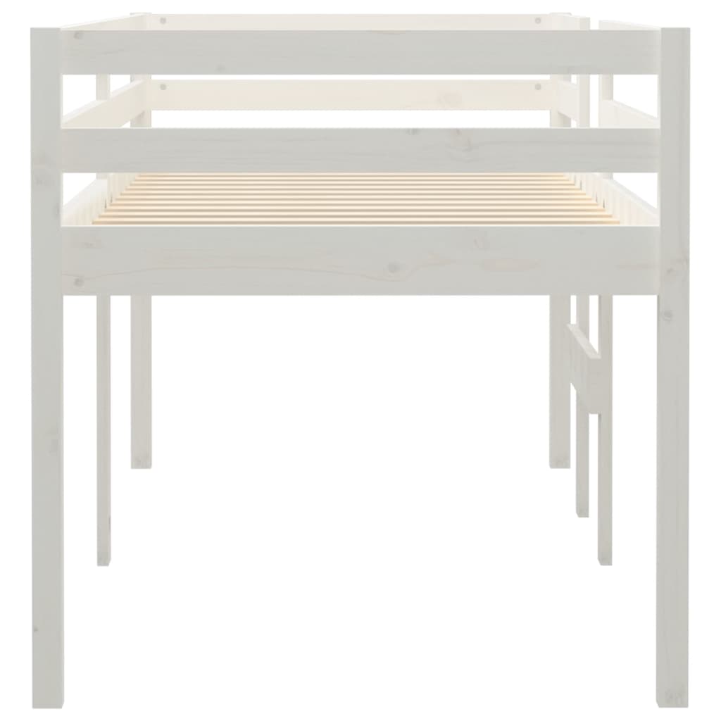 White Solid Pine High Sleeper Bed 80x200 cm - No Mattress Included