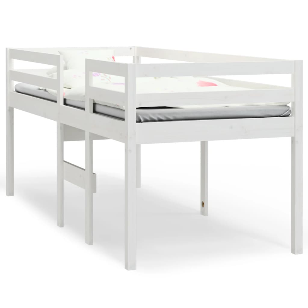 White Pine High Sleeper Bed, 90x190 cm, Solid Wood, No Mattress