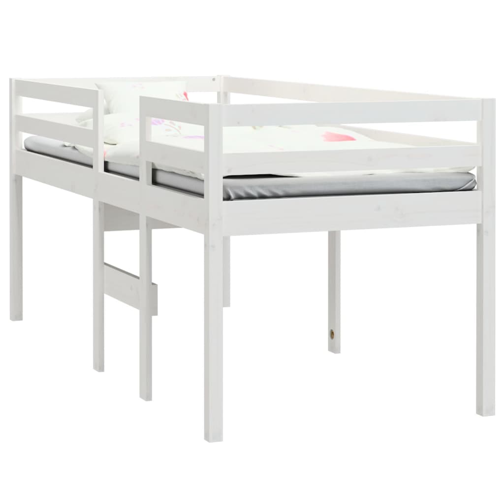 White Pine High Sleeper Bed, 90x190 cm, Solid Wood, No Mattress