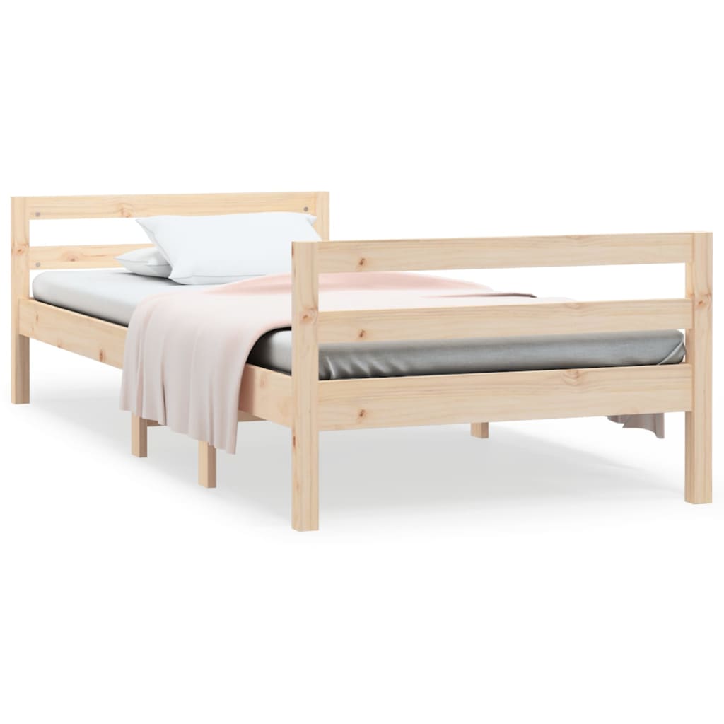Solid Pine Wood Bed Frame 90x200 cm - No Mattress Included