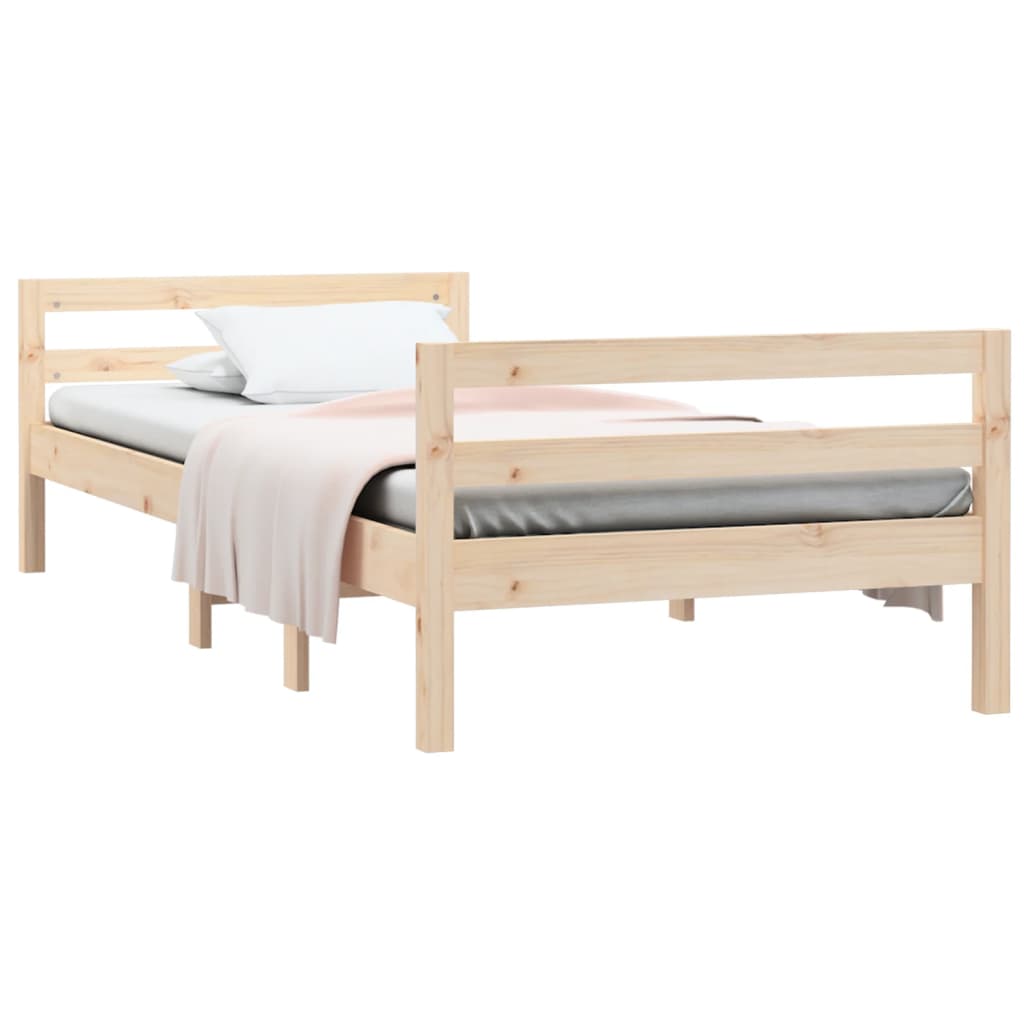 Solid Pine Wood Bed Frame 90x200 cm - No Mattress Included