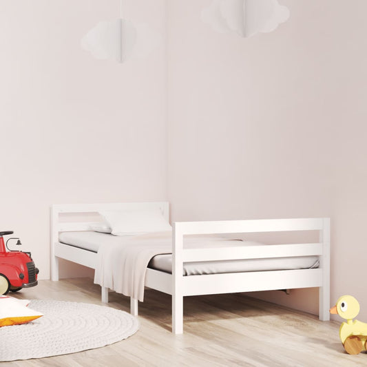 Solid Pine Wood Bed Frame, White 90x200 cm - No Mattress Included