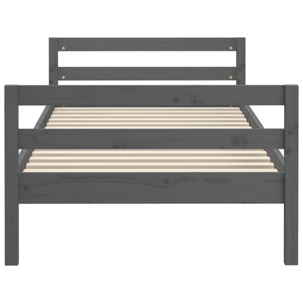 Grey Solid Pine Wood Bed Frame 90x200 cm - No Mattress Included