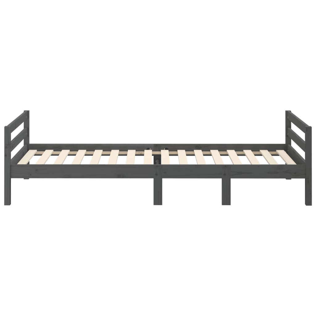 Grey Solid Pine Wood Bed Frame 90x200 cm - No Mattress Included
