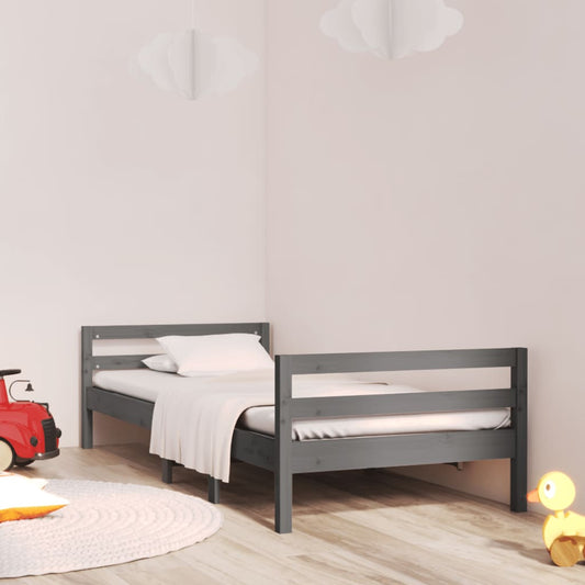 Grey Solid Pine Wood Bed Frame 90x200 cm - No Mattress Included