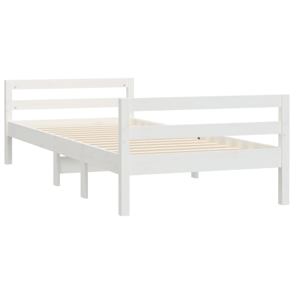 Solid Pine Wood Bed Frame, White, 80x200 cm, No Mattress Included