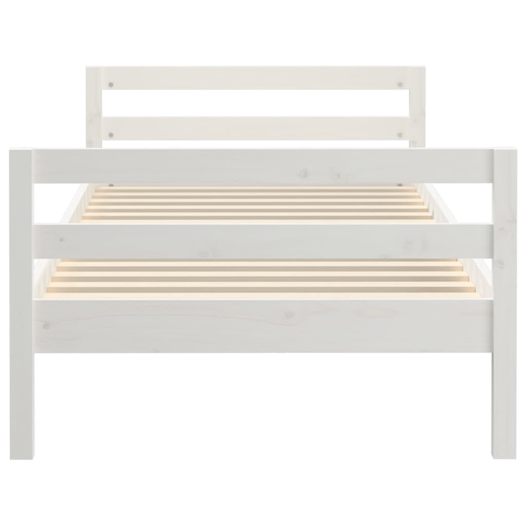 Solid Pine Wood Bed Frame, White, 80x200 cm, No Mattress Included